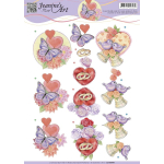 Pakket voor 6 3D kaarten met thema huwelijk en feest